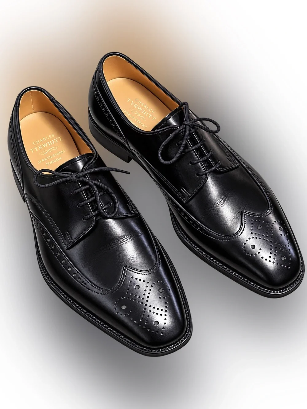 Charles Tyrwhitt Jermyn Street Men’s 9R Black Leather Wingtip Shoes England